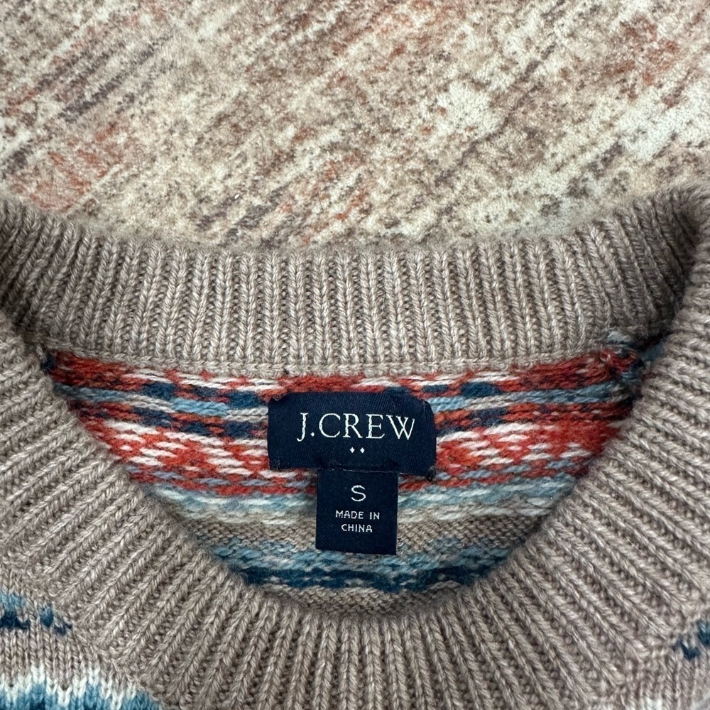 J Crew Sweater Mens Small Lambs Wool Fair Isle Nordic Pullover Long Sleeve Knit - Picture 5 of 9